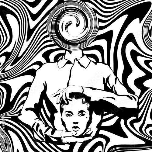 Vector hand drawn surreal trendy illustration.