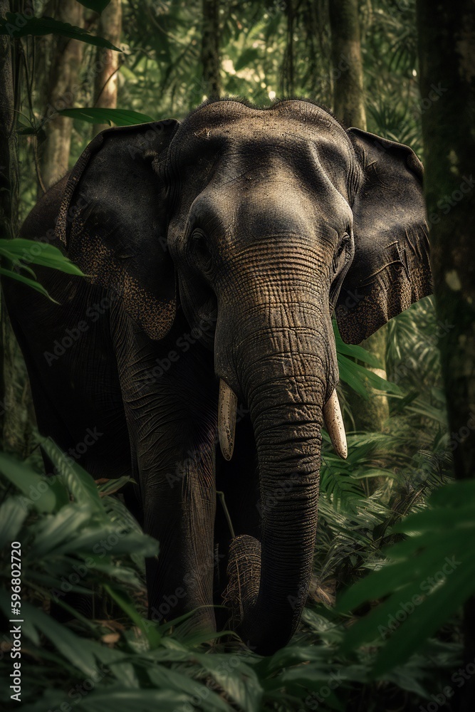 AI Generative - Discover the Serene Beauty of Sumatran Elephants in Indonesia!