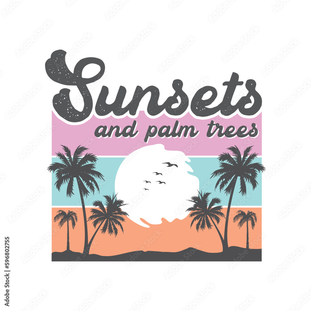 Obraz premium Sunsets and palm trees