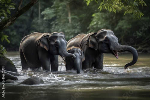AI Generative - Wild Adventures Dive into the Lives of Sumatran Elephants!