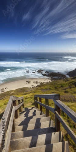 Looking out over sea from the peaceful dunes  generative ai