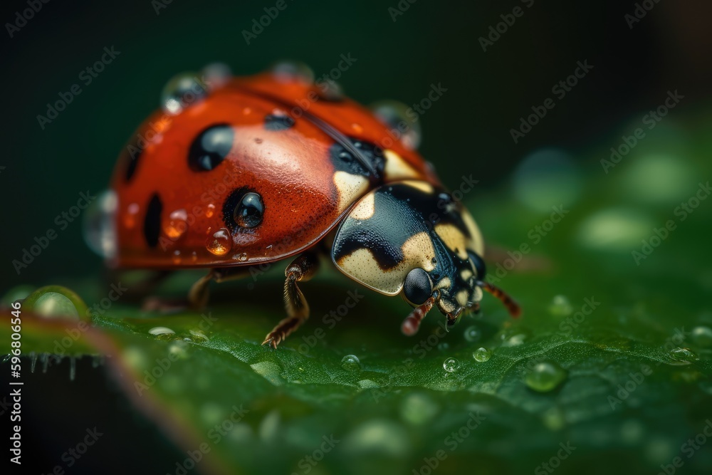 Ladybug, macro photography, close up shallow focus. Generative AI