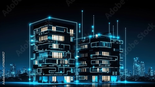 Futuristic Living: Modern Smart Home Systems in a Smart Building Isolated Background in 8K created with generative AI technology