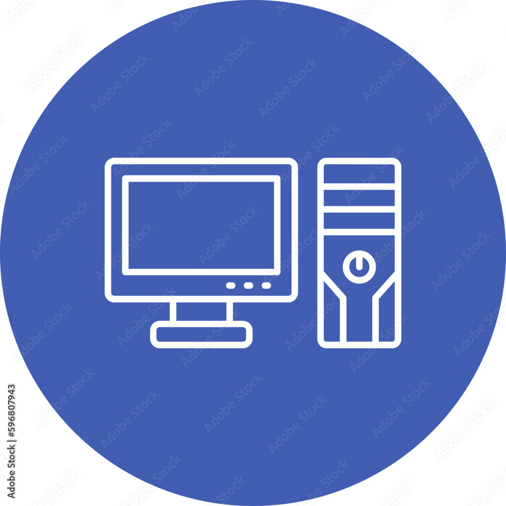 Computer Multicolor Circle Line Inverted Icon Computer Multicolor Circle Line Inverted Icon