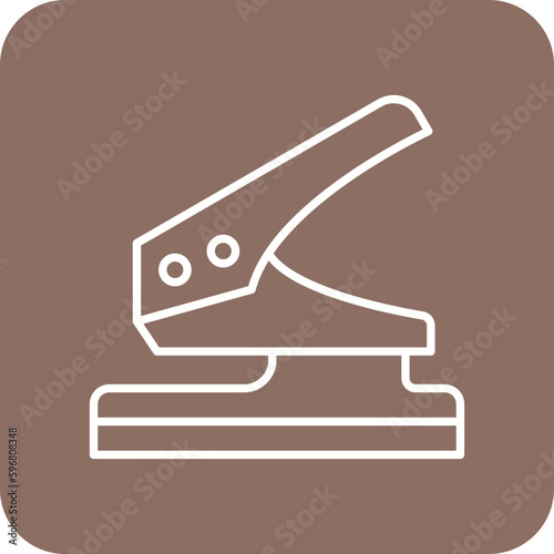 Hole Puncher Multicolor Round Corner Line Inverted Icon
