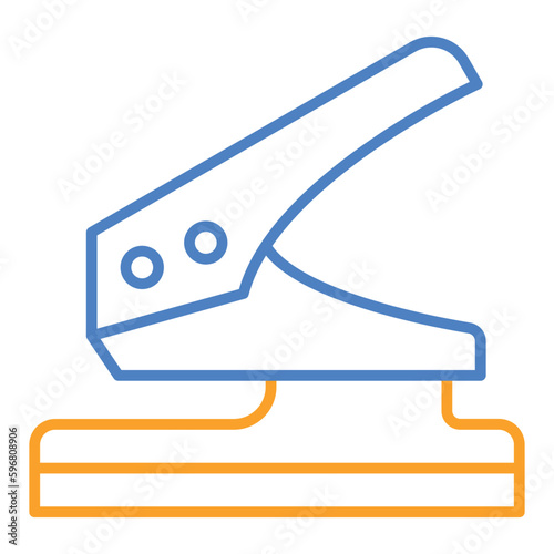 Hole Puncher Blue & Orange Line Icon