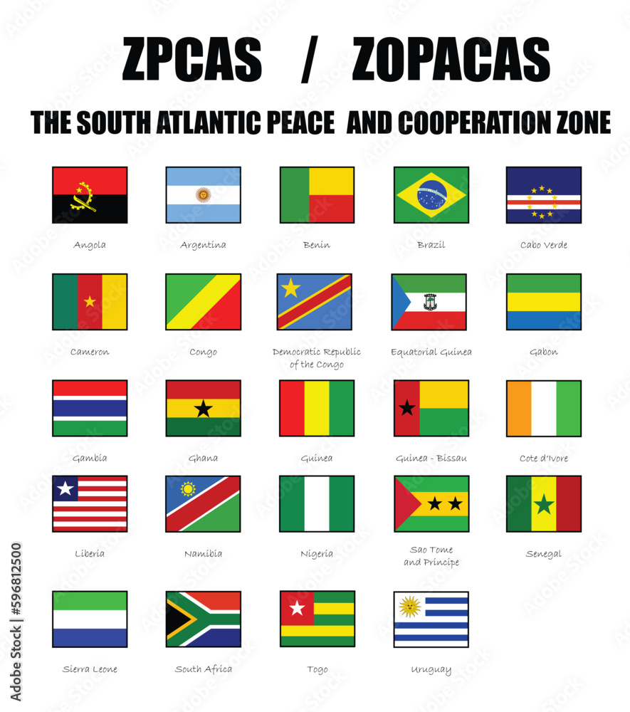 South Atlantic Peace and Cooperation Zone (ZOPACAS / ZPCAS) members flag South Atlantic Peace and Cooperation Zone (ZOPACAS / ZPCAS) members flag