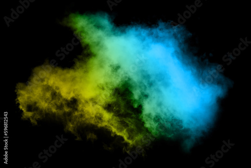 Movement of smoke, red and blue and green smoke swirl on black background, Color smoke on black background.