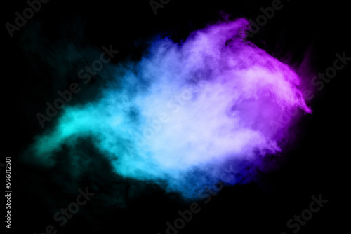 Abstract Atmospheric Colored Smoke, Close-up. Isolated on Black Background.