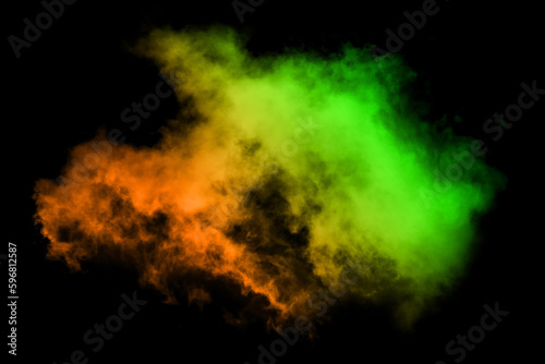 abstract powder splatted on black background,Freeze motion of color powder exploding throwing color powder, multicolored glitter texture.