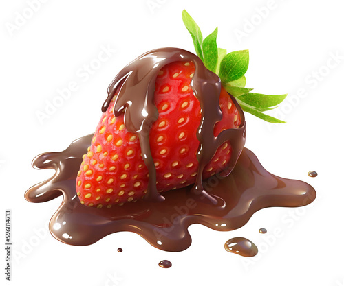 Strawberry fruit dipped in chocolate cut out
