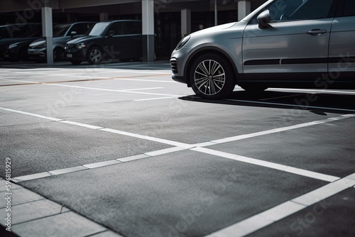 A contemporary parking area surfaced with sleek asphalt. Generative AI