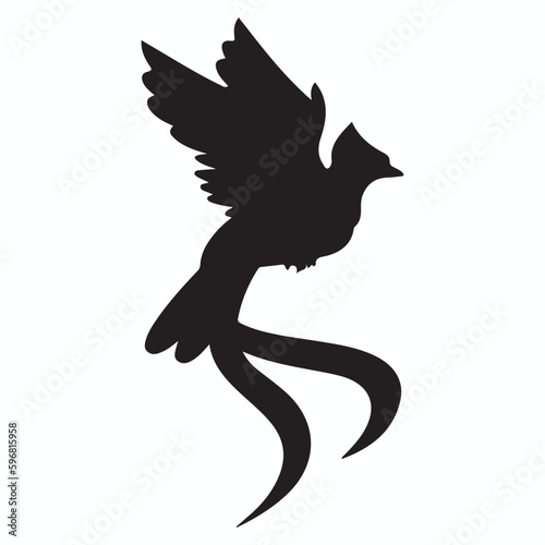 Quetzal silhouettes and icons. Black flat color simple elegant Quetzal animal vector and illustration.