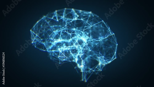 Abstract Technology Cyber Brain Plexus Background Fx/ 4k animation of an abstract hi-tech background fx including cyber brain plexus with flowing vertices and lines and depth of field