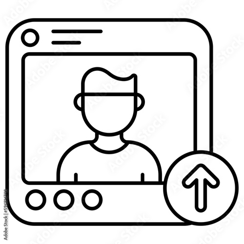 A flat design icon of profile upload 