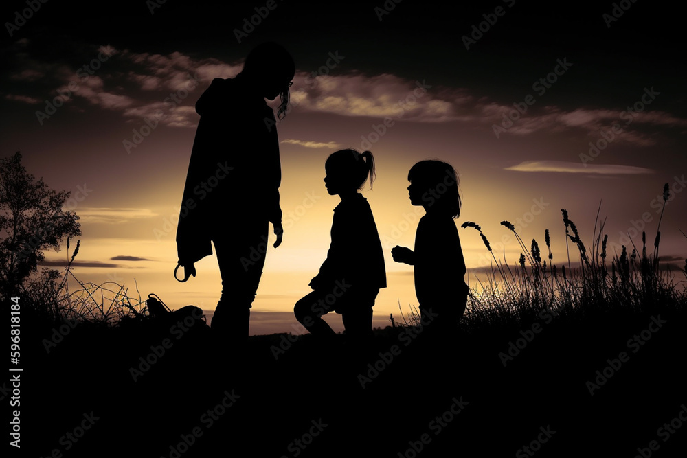 silhouette of parent and child, ai generative