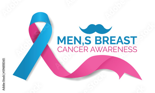 Breast cancer in men concept. Realistic Ribbon    banner design template Vector illustration background design.