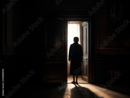 A person standing inside an open door frame, with the outside scenery visible through the doorway © Suplim
