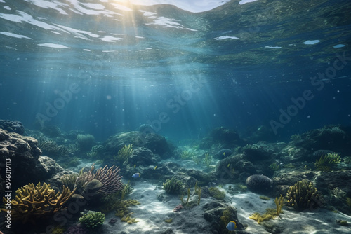 Underwater sea view, ai generative