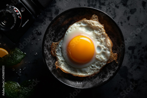 Fried egg in a pan, ai generative