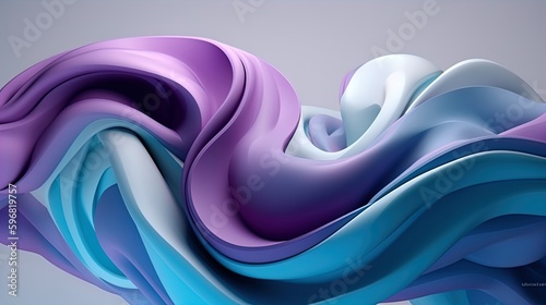 Innovative Glossy Purple and Blue Abstract Wavy Pattern in Photorealistic Style in 8K created with generative AI technology photo