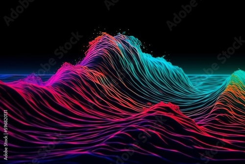 Endless Horizons: Abstract Masterpiece with Trace in Waves to Infinity and Layered Texture. Generative AI