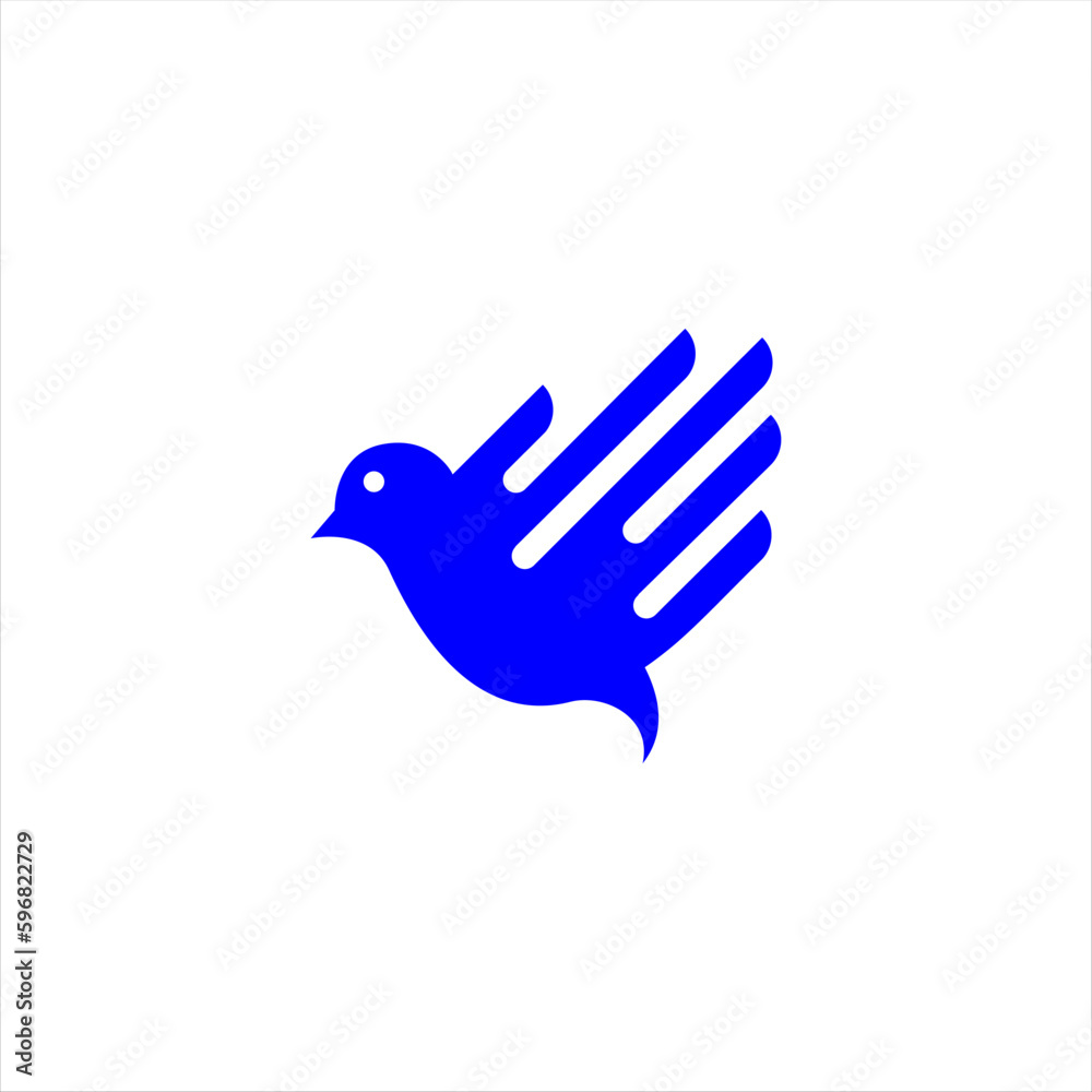 Obraz premium bird with hand on wings logo vector design