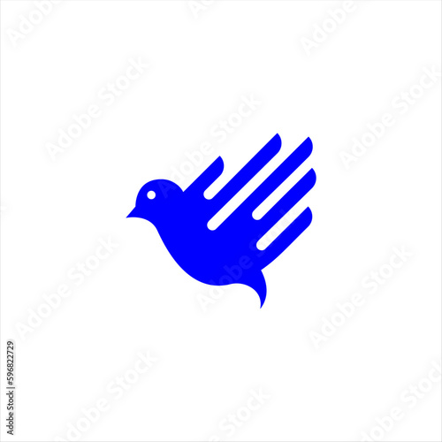 bird with hand on wings logo vector design