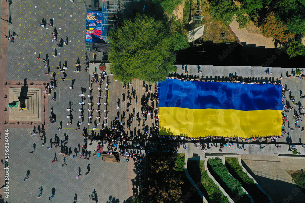 Odessa flag of Ukraine on the Potemkin stairs