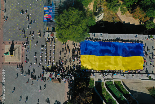 Obraz na płótnie Odessa flag of Ukraine on the Potemkin stairs w salonie