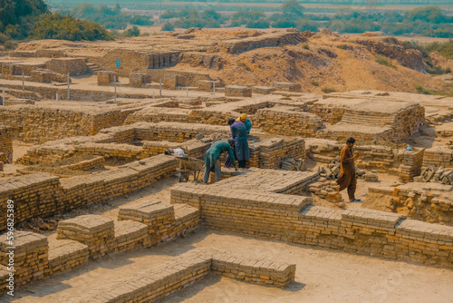 Mohenjo Daro, Sindh Pakistan - February 28, 2023: Main City Indus Civilization photo
