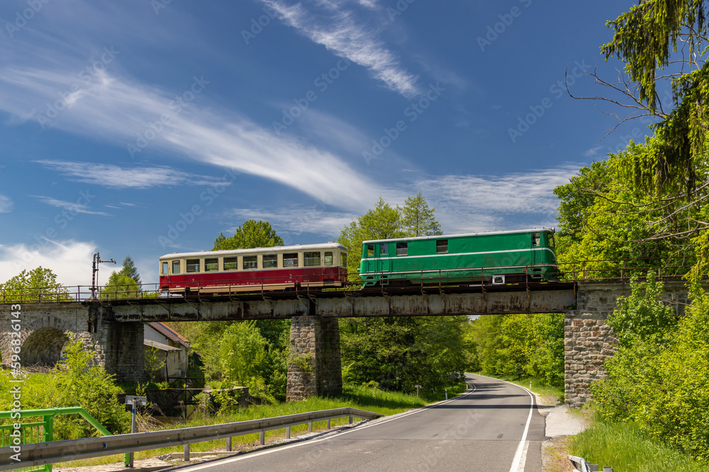 Narrow gauge railway Jindrichuv Hradec to Nova Bystrice, station Nova Bystrice, Czech Republic Narrow gauge railway Jindrichuv Hradec to Nova Bystrice, station Nova Bystrice, Czech Republic