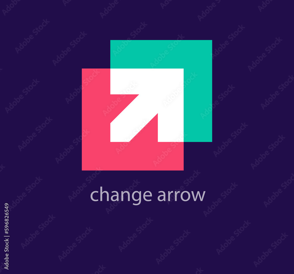 Arrow direction change logo. Unique design color transitions. Custom cross direction change starter logo template. vector. Arrow direction change logo. Unique design color transitions. Custom cross direction change starter logo template. vector.