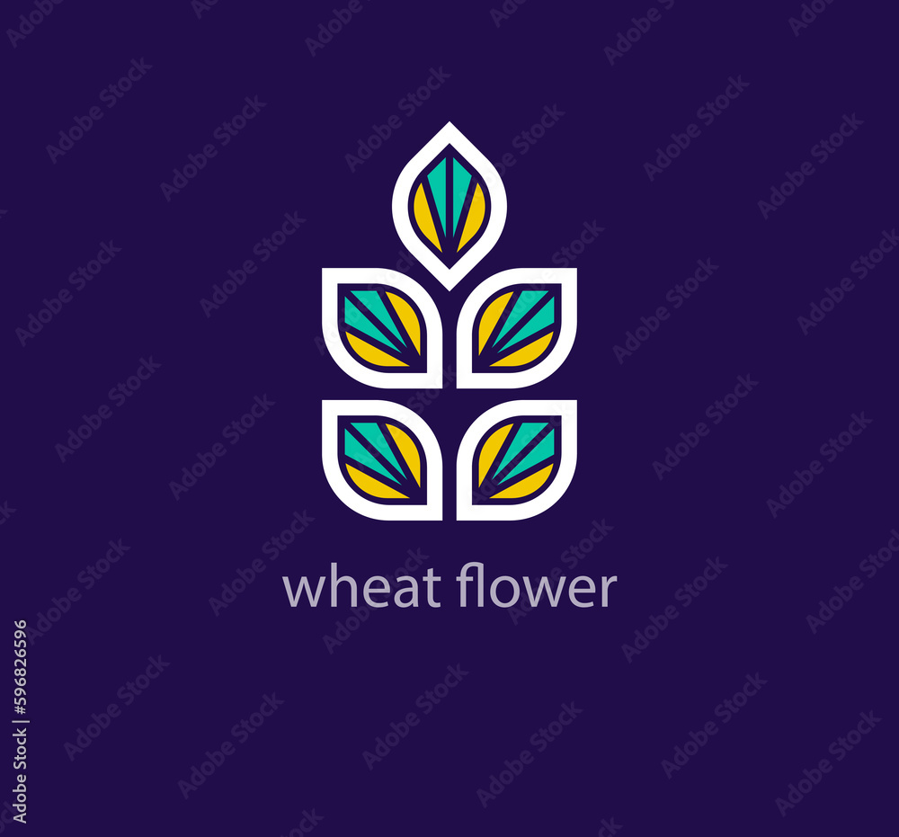 Creative wheat flower logo. Unique design color transitions. Custom agricultural business logo template. vector.