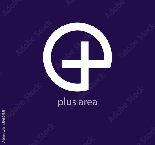 Round plus sign logo. Private health sign center logo template. vector.