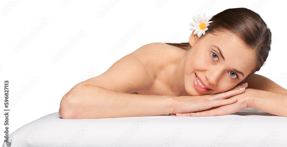 Beautiful and healthy woman relaxing in spa salon Beautiful and healthy woman relaxing in spa salon