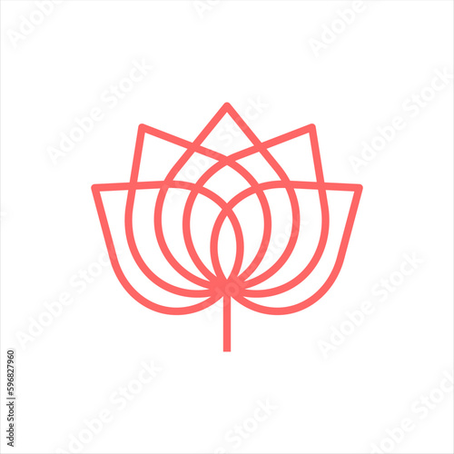 pink outline lotus logo vector design