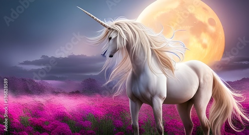 AI Generated images of magic rainbow unicorns and moon unicorns photo