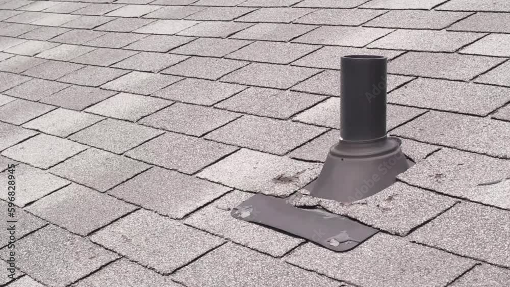 Rooftop vent pipe and shingles footage