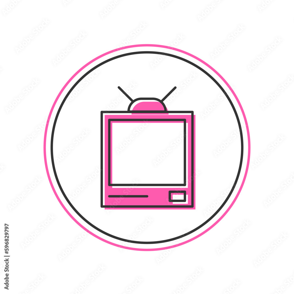Filled outline Retro tv icon isolated on white background. Television sign. Vector Filled outline Retro tv icon isolated on white background. Television sign. Vector