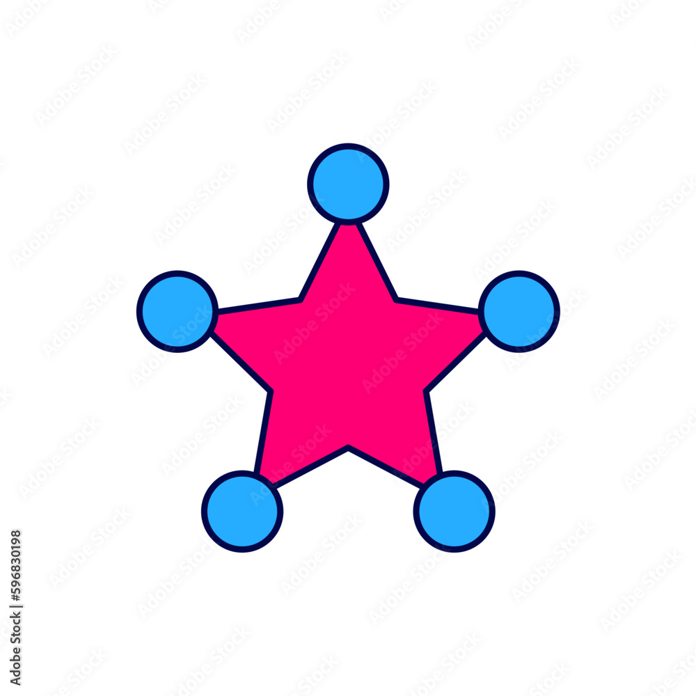 Filled outline Hexagram sheriff icon isolated on white background. Police badge icon. Vector Filled outline Hexagram sheriff icon isolated on white background. Police badge icon. Vector