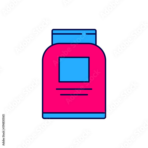 Filled outline Sports nutrition bodybuilding proteine power drink and food icon isolated on white background. Vector