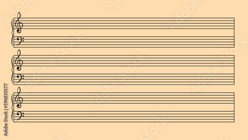 Music lines sheet with treble clef and bass clef