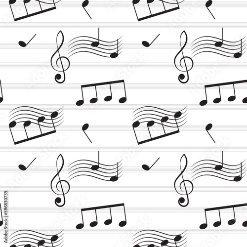 seamless pattern of musical notes and treble clef