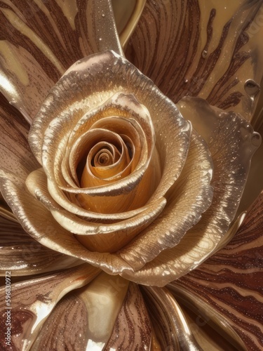 Golden luxury rose. The concept of expensive gifts. Generative AI