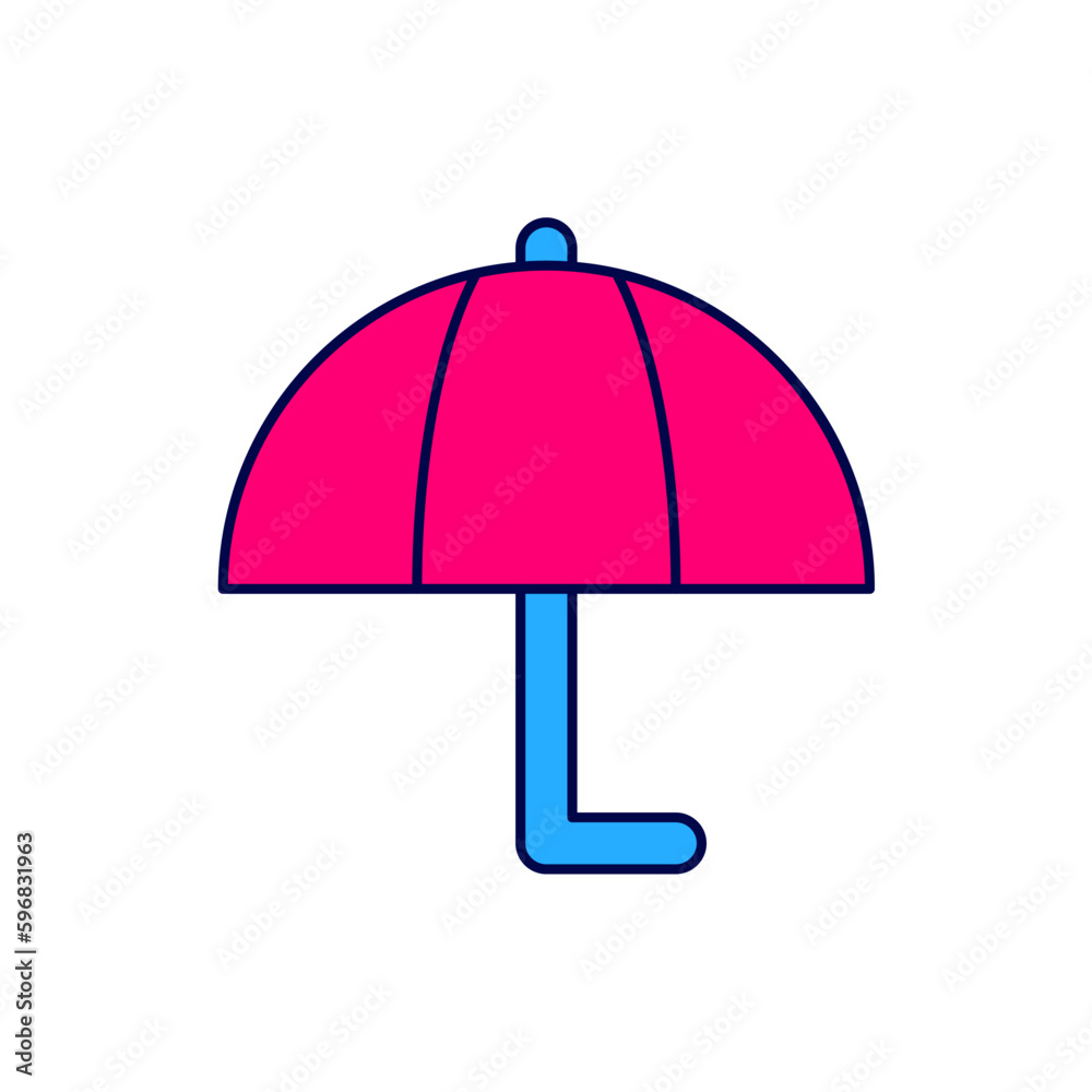 Filled outline Umbrella icon isolated on white background. Insurance concept. Waterproof icon. Protection, safety, security concept. Vector Filled outline Umbrella icon isolated on white background. Insurance concept. Waterproof icon. Protection, safety, security concept. Vector