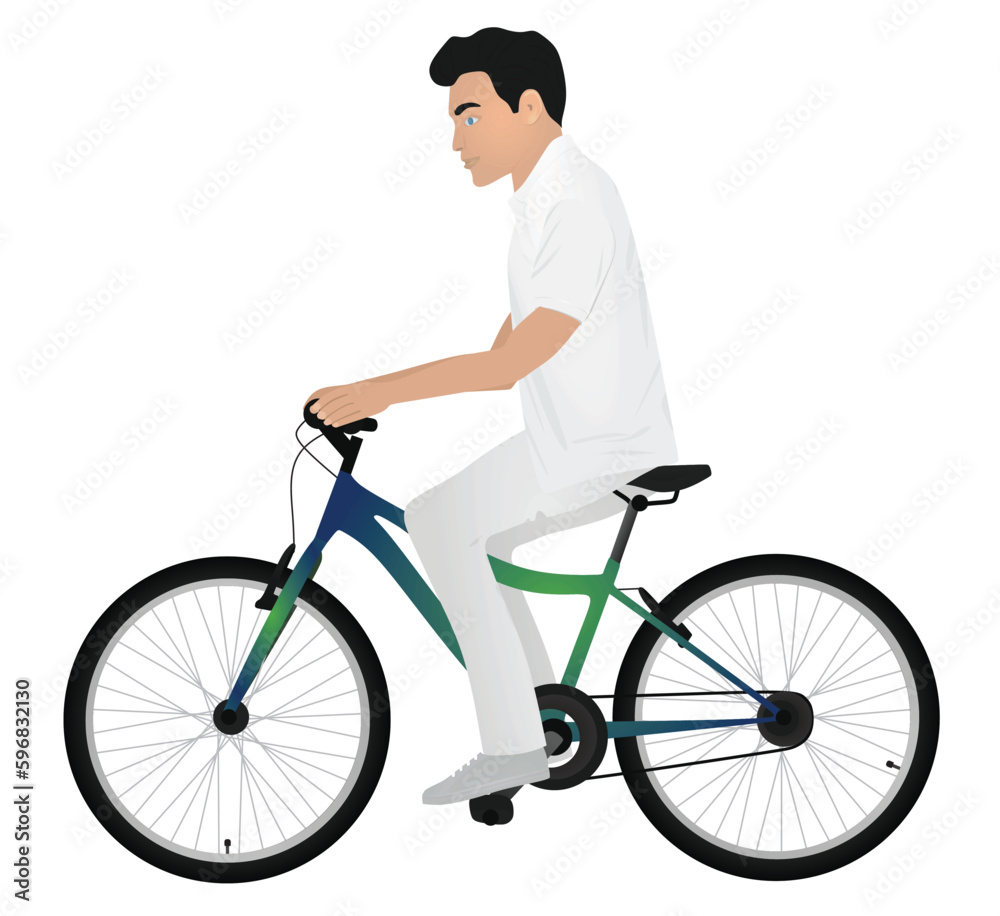 Man driving bicycle. vector illustration Man driving bicycle. vector illustration