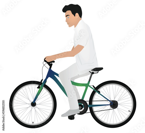 Man driving bicycle. vector illustration