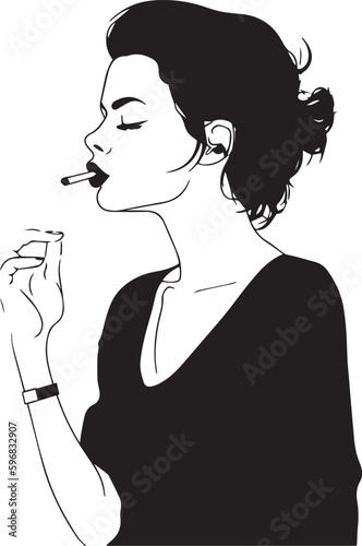 Woman smoking a cigar Retro style vector illustration, SVG