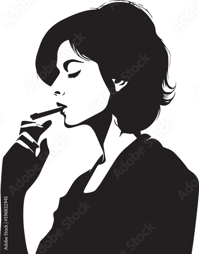 Woman smoking a cigar Retro style vector illustration, SVG